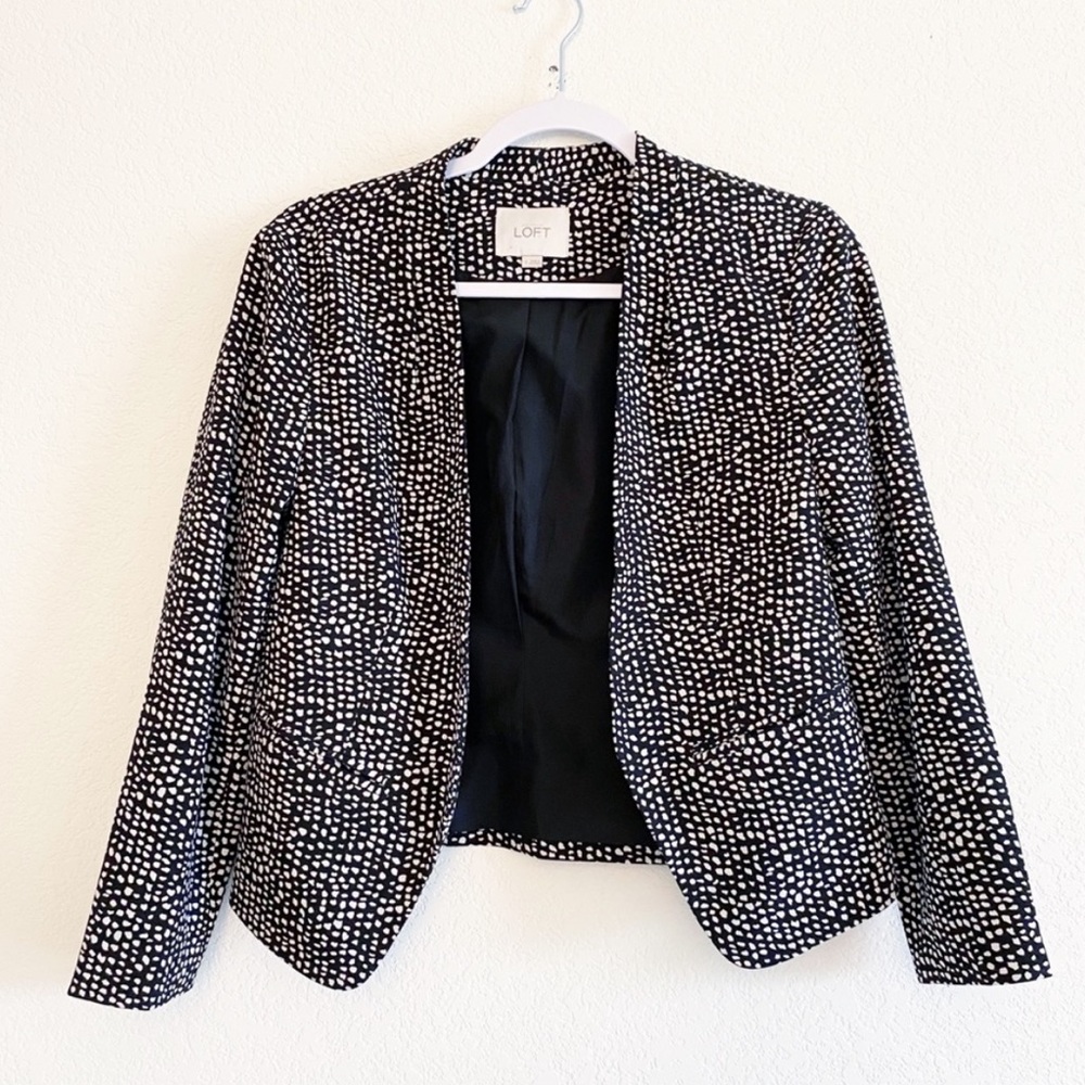 Ann Taylor Loft Blazer - black with white dots, XS